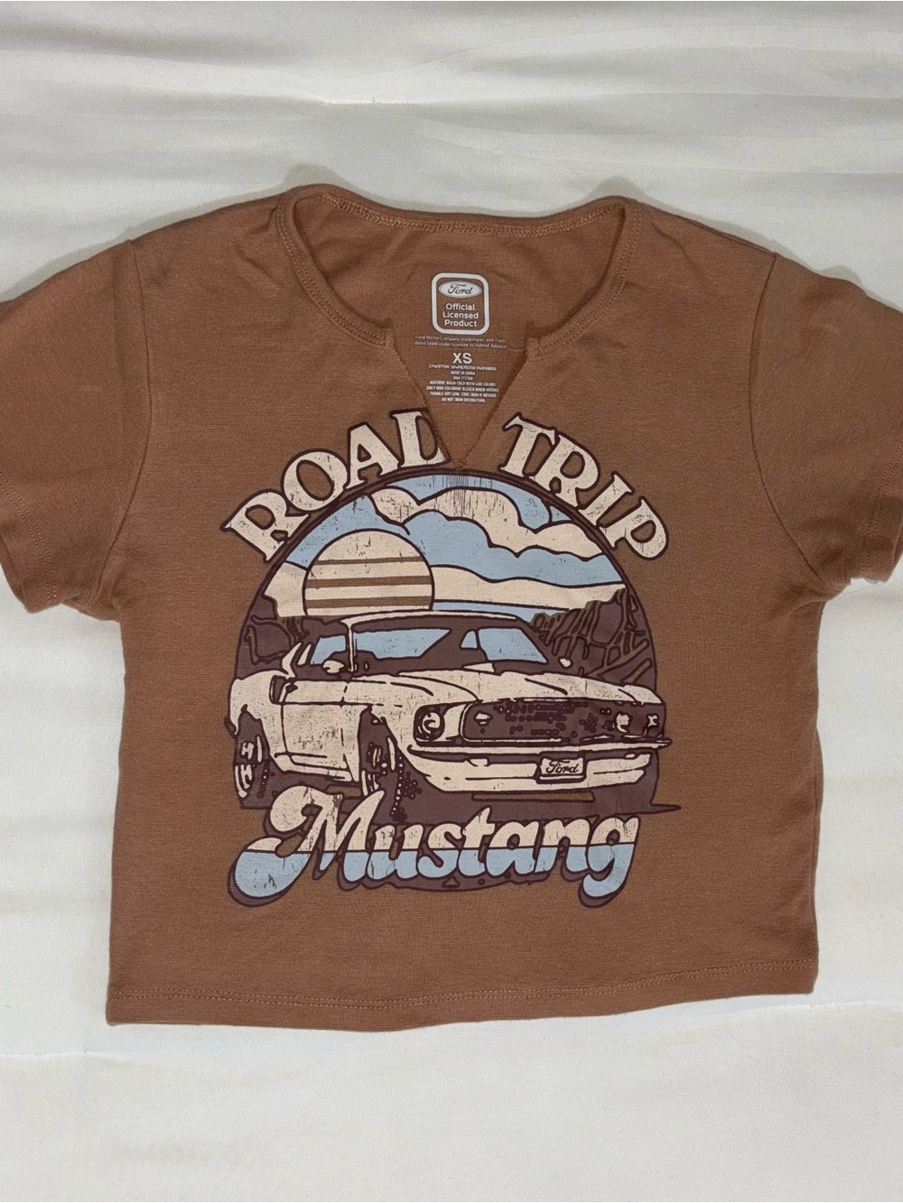 Ford Brown 'Road Trip Mustang' Crop Top